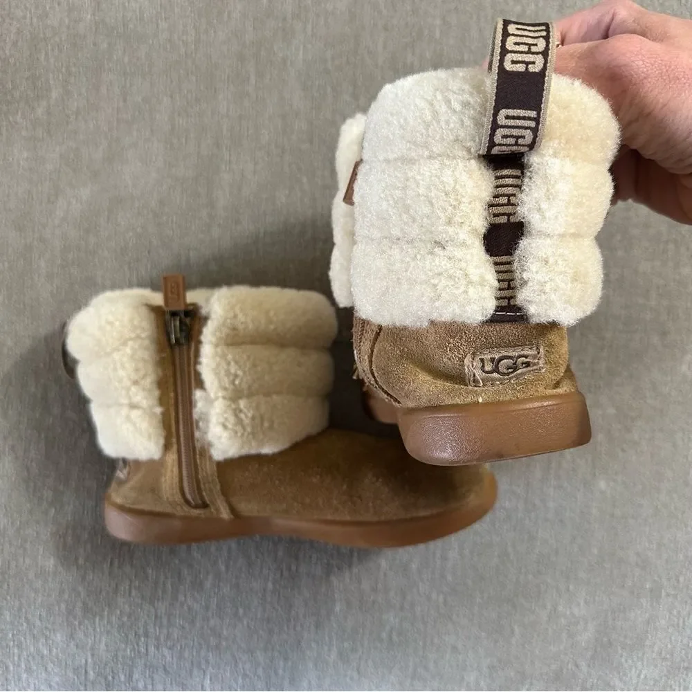 Ugg Mini Quilted‎ Fluff Chestnut Boots Kids size 12